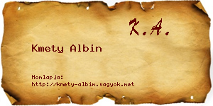 Kmety Albin névjegykártya